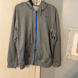 Nike Therma-Fit Gray Hoodie with Blue Details